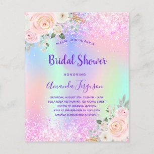 Junggesellinnen-Abschied pink lila Glitter Blumen Flyer