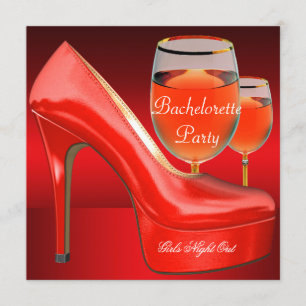 Junggesellinnen-Abschied Rot Schuhe High Heels Wei Einladung