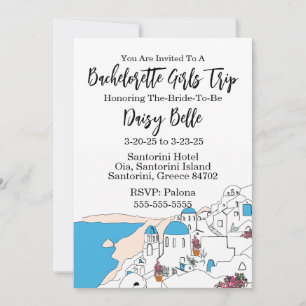 Junggesellinnen-Abschied Santorini Mädchen-Reise E Einladung