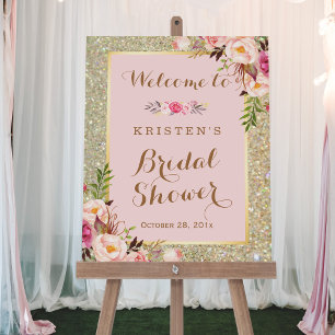 Junggesellinnen-Abschied Schild Gold Glitter Rosa 