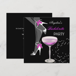 Junggesellinnen-Abschied Schuhe Champagner rosa Einladung
