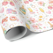 Junggesellinnen-Abschied – Wasserfarben-Party-Desi Geschenkpapier (Rolleneckpunkt)