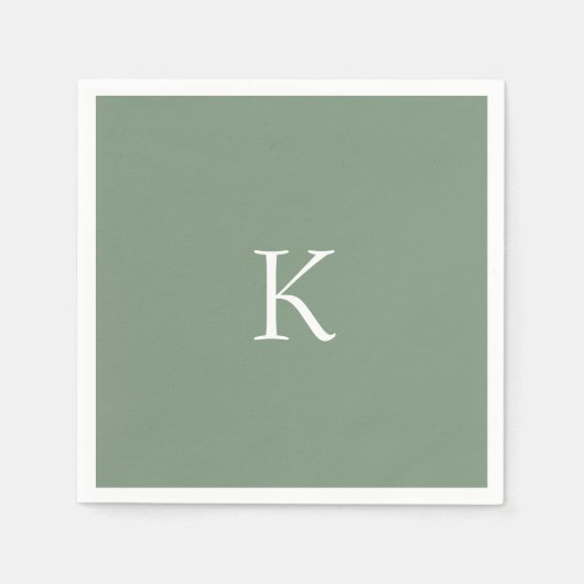 Junggesellinnen-Abschiedparty Sage Grün Monogramm Serviette (Vorderseite)