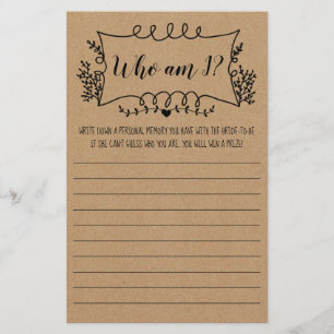 Junggesellinnen-Abschieds-Spielkarte Wer bin ich  Flyer