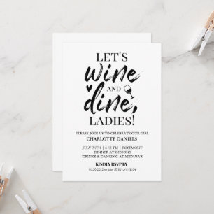 Junggesellinnen-Abschiedseinladung   Wein & Diner Einladung