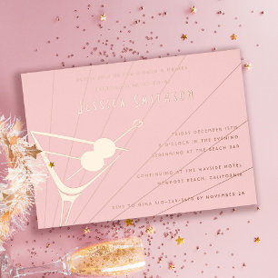 Junggesellinnen-Abschiedsparty Blush Rose Gold Fol Folieneinladung