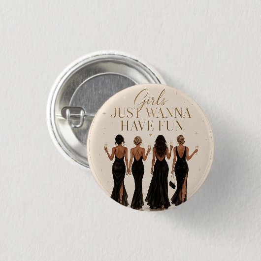 Junggesellinnen-Abschiedsparty-Button "Girls Just Button (Vorne & Hinten)