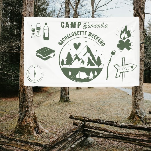 Junggesellinnen-Abschiedsparty Camping Bach Wochen Banner