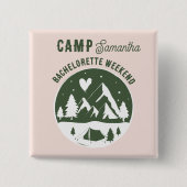 Junggesellinnen-Abschiedsparty Camping Bach Wochen Button (Vorderseite)
