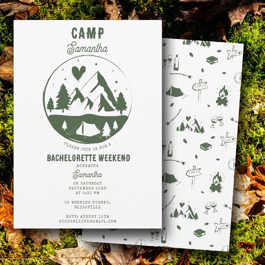 Junggesellinnen-Abschiedsparty Camping Bach Wochen Einladung