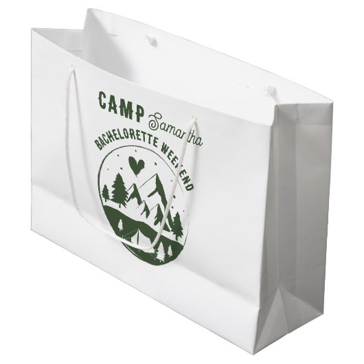 Junggesellinnen-Abschiedsparty Camping Bach Wochen Große Geschenktüte (Vorderseite Schrägansicht)
