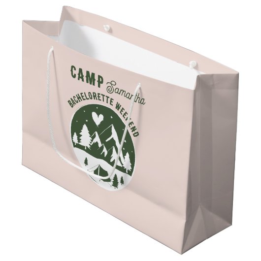 Junggesellinnen-Abschiedsparty Camping Bach Wochen Große Geschenktüte (Vorderseite Schrägansicht)