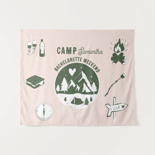 Junggesellinnen-Abschiedsparty Camping Bach Wochen Wandteppich (Vorderseite (Horizontal))