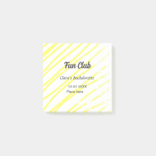 Junggesellinnen-Abschiedsparty gelbe Linien Hinter Post-it Klebezettel