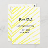 Junggesellinnen-Abschiedsparty Gelbe Linien Hinter Postkarte (Vorne/Hinten)