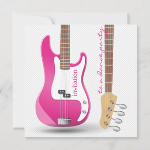 Junggesellinnen-Abschiedsparty Hot Pink E-Gitarre Einladung