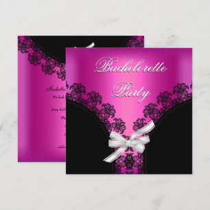Junggesellinnen-Abschiedsparty Hot pink Schwarze S Einladung