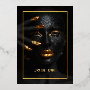 Junggesellinnen-Abschiedsparty in Schwarz und Gold Folieneinladung