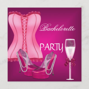 Junggesellinnen-Abschiedsparty Korsett Rosa Schuhe Einladung