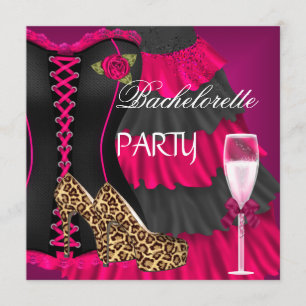 Junggesellinnen-Abschiedsparty Korsett Schwarz Ros Einladung