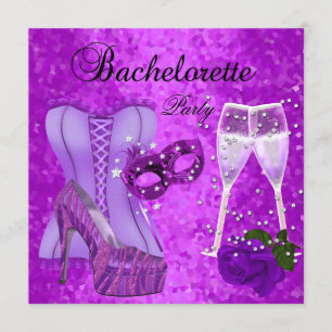 Junggesellinnen-Abschiedsparty Lila Maske Schuhe K Einladung