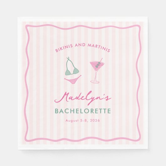 Junggesellinnen-Abschiedsparty mit Doodle-Bikinis Serviette (Vorderseite)
