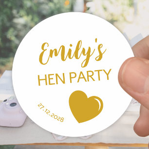 Junggesellinnen-Abschiedsparty mit goldenem Herzen Runder Aufkleber