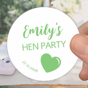 Junggesellinnen-Abschiedsparty mit grünem Herzen Runder Aufkleber