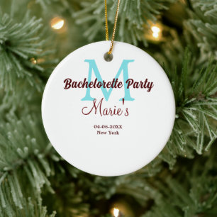 Junggesellinnen-Abschiedsparty-Monogramm mit Namen Keramik Ornament