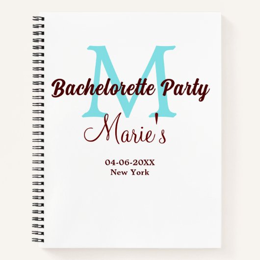 Junggesellinnen-Abschiedsparty-Monogramm Name Datu Notizblock (Vorderseite)