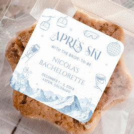 Junggesellinnen-Abschiedsparty nach dem Skifahren  Quadratischer Aufkleber