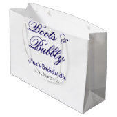 Junggesellinnen-Abschiedsparty Name Boots & Bubble Große Geschenktüte (Rückseite Schrägansicht)