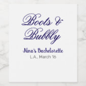 Junggesellinnen-Abschiedsparty-Name Boots & Bubble Weinetikett (Einzelnes Label)