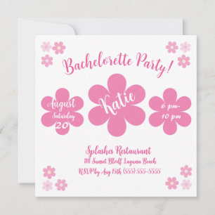 Junggesellinnen-Abschiedsparty-Rosa Blumen Glamour Einladung