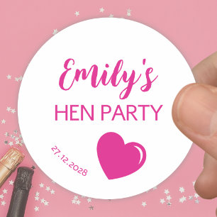 Junggesellinnen-Abschiedsparty Rosa Herz Puppe Runder Aufkleber