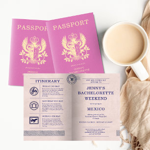 Junggesellinnen-Abschiedsparty Rosa Reisepass Reis Einladung