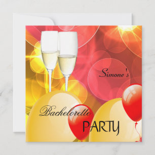 Junggesellinnen-Abschiedsparty Rot Gelbe Champagne Einladung