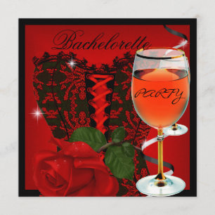 Junggesellinnen-Abschiedsparty Rote Rose Korsett S Einladung
