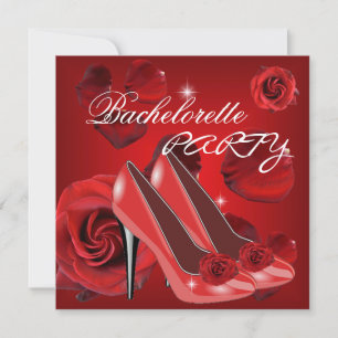 Junggesellinnen-Abschiedsparty rote Rosen High Hee Einladung