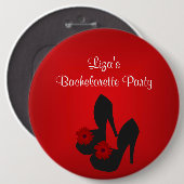 Junggesellinnen-Abschiedsparty Roter schwarzer Sch Button (Vorne & Hinten)