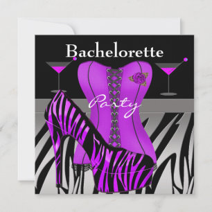 Junggesellinnen-Abschiedsparty Schuhe Lila Zebra K Einladung