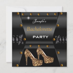 Junggesellinnen-Abschiedsparty Schwarz Leopard Gol Einladung