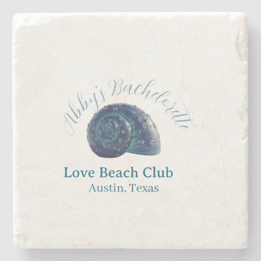 Junggesellinnen-Abschiedsparty Strandclub blauer M Steinuntersetzer (Vorderseite)