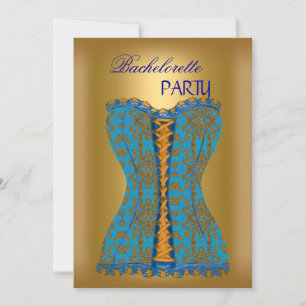 Junggesellinnen-Abschiedsparty Teal Blaues Korsett Einladung