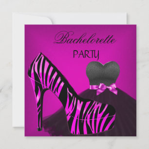 Junggesellinnen-Abschiedsparty Zebra Rosa Schwarz Einladung