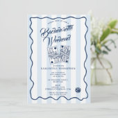 Junggesellinnen-Abschiedstour-Itinerary Bach-Woche Einladung (Stehend Vorderseite)