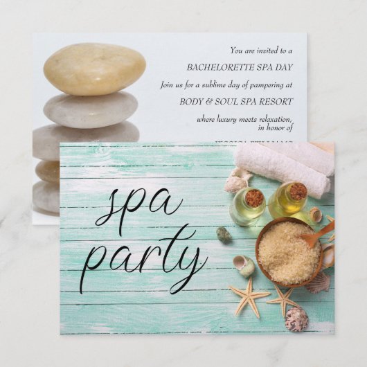 Junggesellinnen-Spa-Party Einladung (Vorne/Hinten)