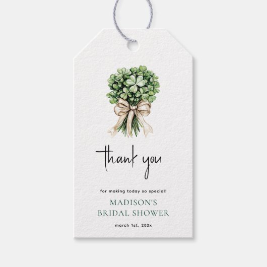 Junggesellinnenabschied Aquarell Klee Blumenstrauß Geschenkanhänger (Vorderseite)