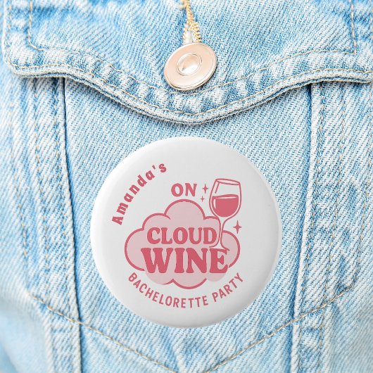 Junggesellinnenabschied auf Cloud-Wein-Braut Button