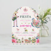 Junggesellinnenabschied beginnt mit einer Fiesta  Einladung (Stehend Vorderseite)